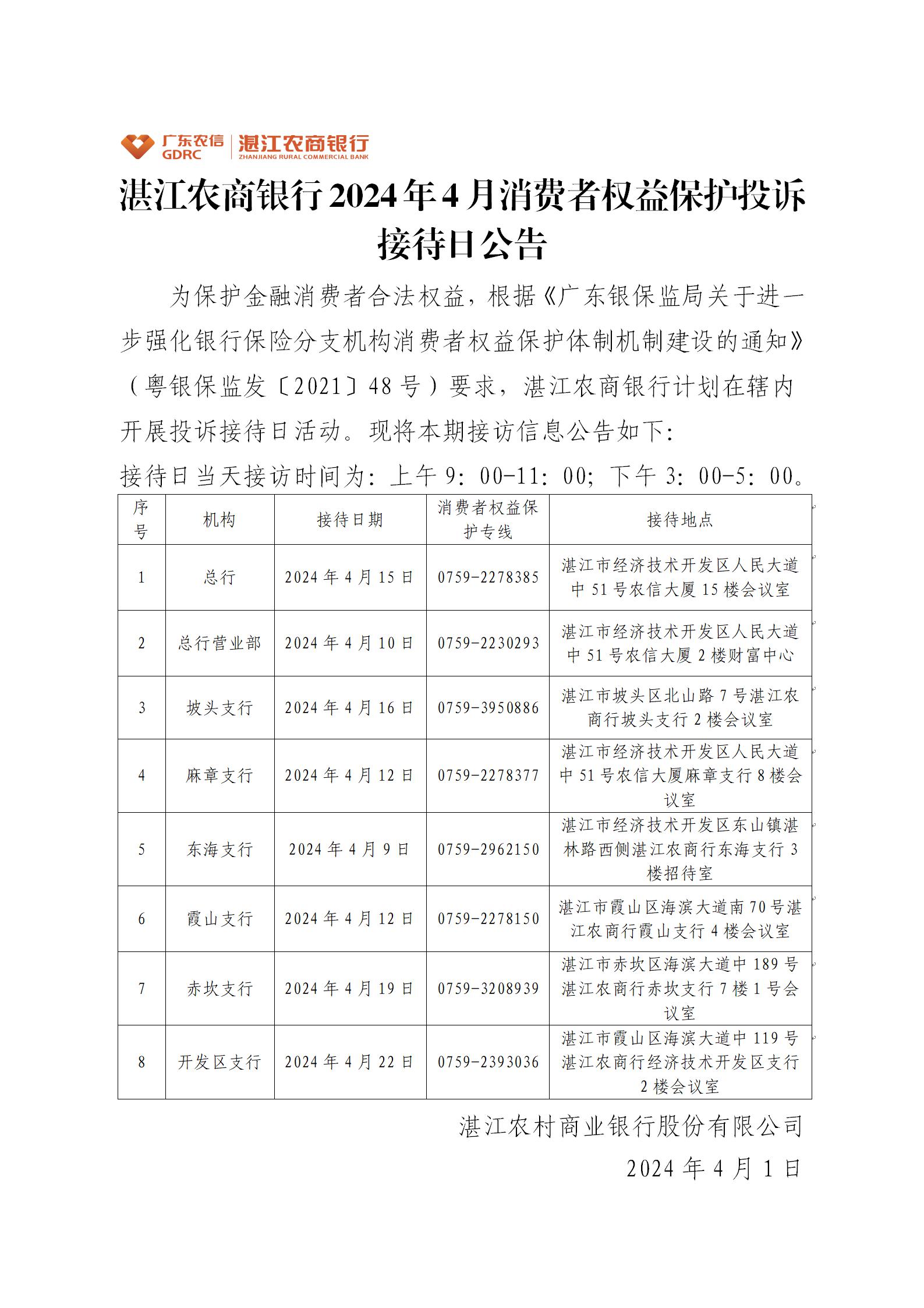 1712045795930049139.jpg 湛江农商银行2024年4月消费者权益保护投诉接待日公告.jpg